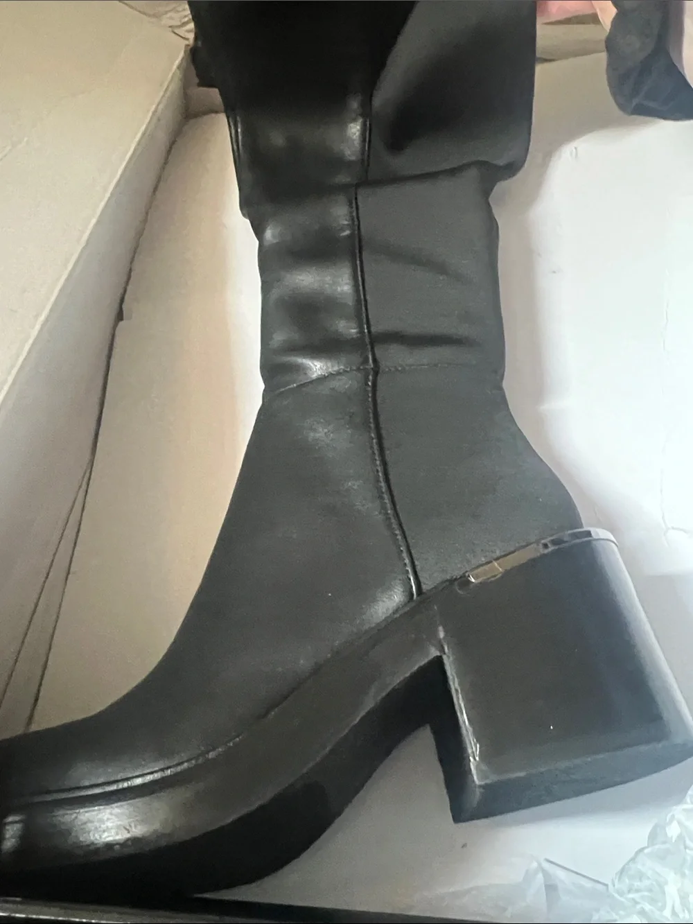 DKNY Black Over-the-Knee Block Heel Boots